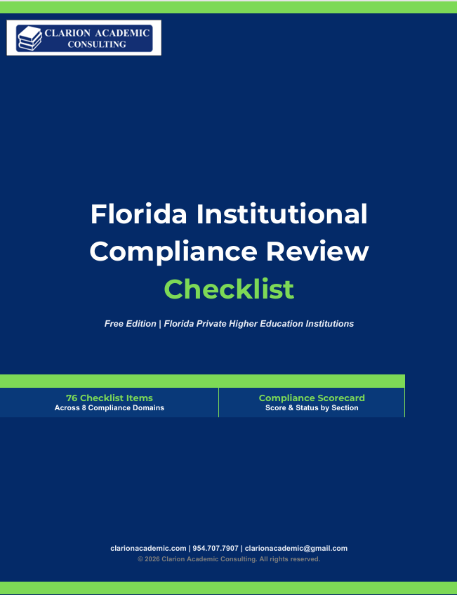 Cover page for the free Florida Institutional Compliance Review Checklist