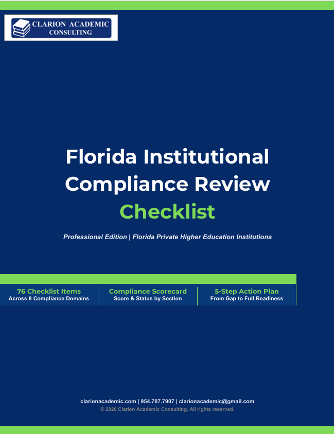 Cover page for the professional Florida Institutional Compliance Review Checklist